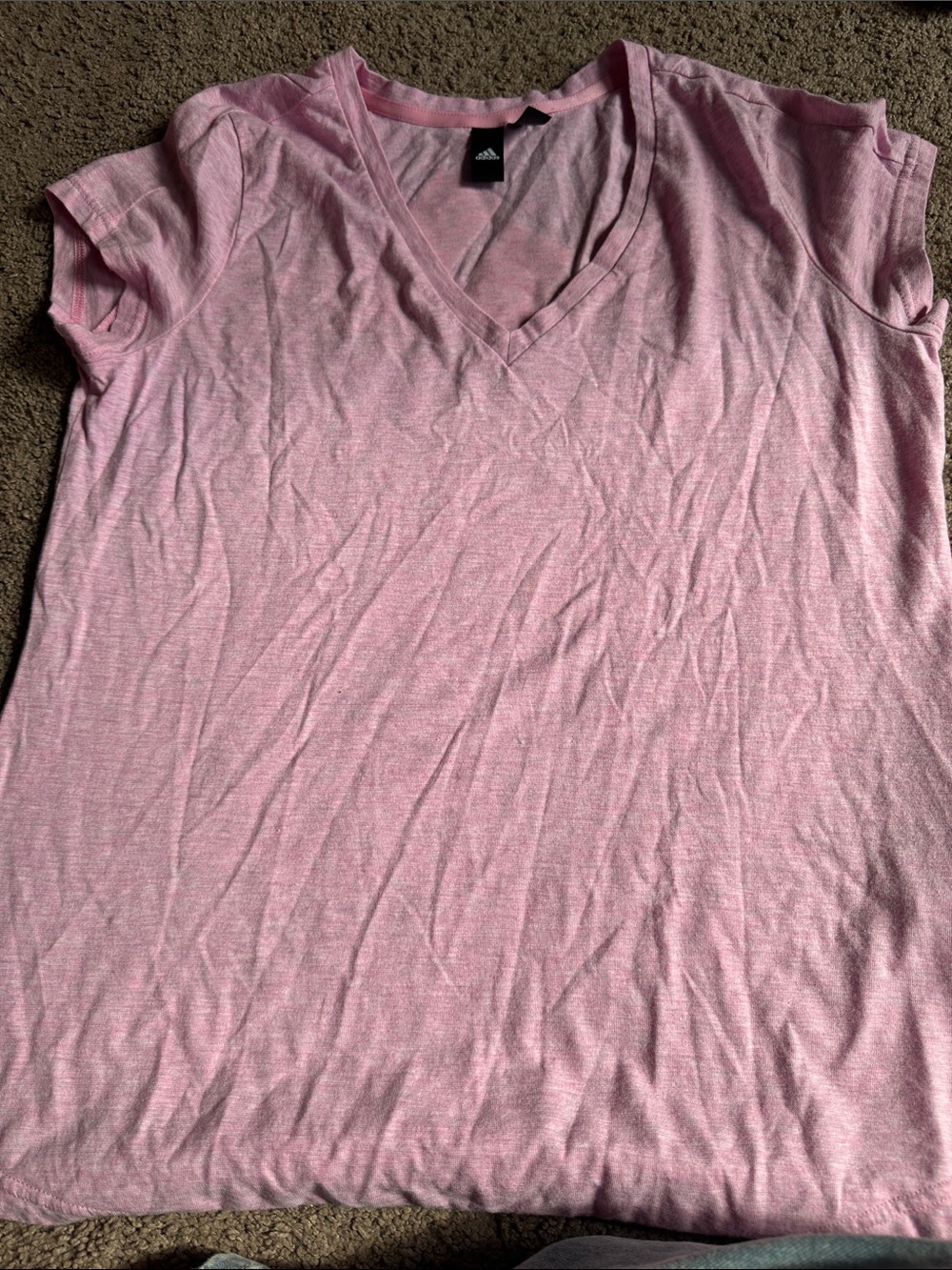 adidas Pink V-Neck Short Sleeve Tee